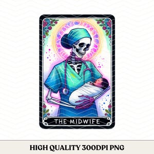 Carta del tarot La partera PNG, regalo personalizado para regalos de partera, PNG personalizado de partera, clip art de estudiante de partera, regalo de graduación, PNG de estudiante de enfermería