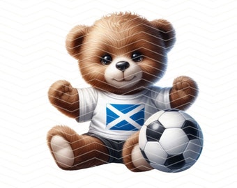 Scotland Football Teddy Bear PNG, Scotland Football Sublimation Design, Scotland Flag, Football T-Shirt Design, Instant Digital Download