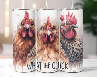 What the Cluck Chicken 20 oz Skinny Tumbler Wrap, grappig kipsublimatieontwerp, digitale download png, kip png