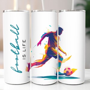 Football is Life SEAMLESS 20oz Skinny Tumbler Wrap, Sublimation Tumbler Design, Sports Football Footballer, Football Tumbler PNG Download