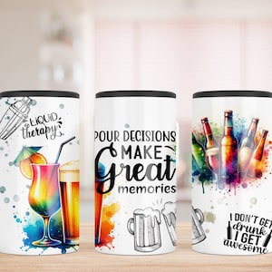Funny Alcohol 4 in 1 Can Cooler Sublimation Design, 4 in 1 Design Wrap, Sublimation Can Holder, Can Cooler PNG, Can Holder Wrap