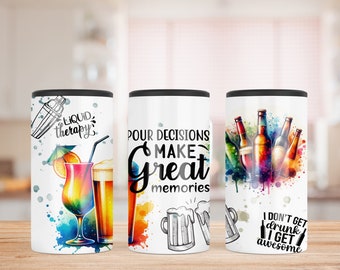 Funny Alcohol 4 in 1 Can Cooler Sublimation Design, 4 in 1 Design Wrap, Sublimation Can Holder, Can Cooler PNG, Can Holder Wrap