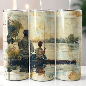 Dad and Son Fishing 20oz Tumbler Wrap, 20 oz Bass Fishing Tumbler Sublimation Design, Angler Funny Tumbler, Fisherman Wrap, Fishing Tumbler