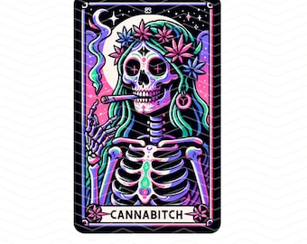 Carta del Tarot de Cannabitch PNG, Camiseta de moda PNG, Diseño de sublimación de esqueleto divertido, Clipart de esqueleto, Camiseta taza PNG