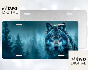 Wilderness Wolf Licence Plate PNG Sublimation Design, 12 by 6 inch License Plate Sign, Instant DIGITAL ONLY License Plate Design