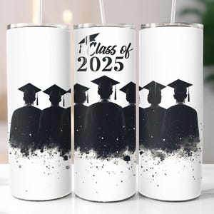 Class of 2025 Silhouette SEAMLESS 20oz Skinny Tumbler Wrap Design, Graduate 2025 Tumbler PNG, Graduation Gift, Senior 2025 Digital Download