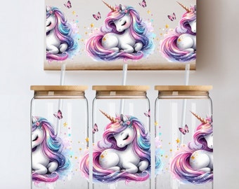 Unicorn SEAMLESS Libbey Glass Wrap, Beer Glass Can Wrap, Glass Tumbler Wrap, Unicorn Glass Can PNG, Unicorn Tumbler for Kids