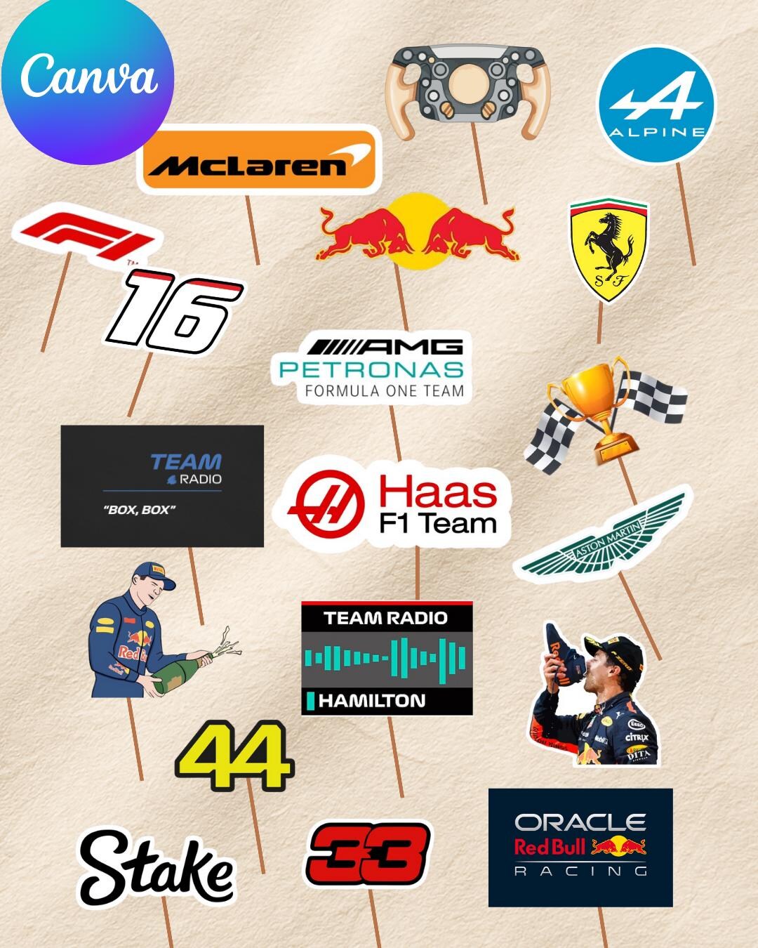 F1 Racing Photo Booth Props | Formula One Birthday Party (printable ...
