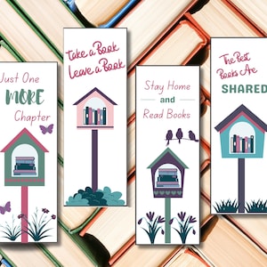 Marcapáginas imprimibles de Little Free Library, descarga instantánea, tamaños Carta (EE. UU.) y A4