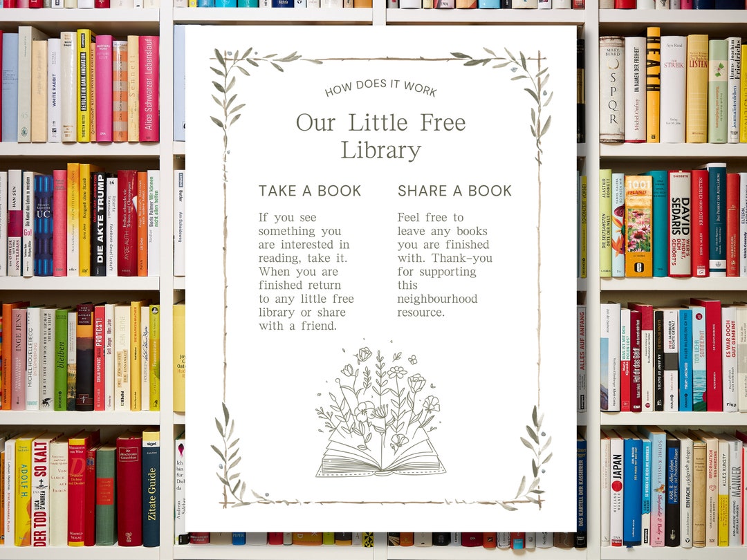 Little Free Library Sign Instant Download, Take a Book Leave a Book ...