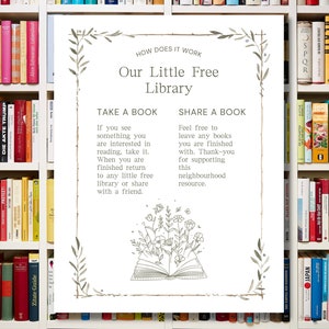 Little free library sign instant download, Take a Book Leave a Book Sign, Sign or poster for Lending Library