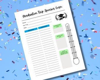 Graduation Trip Sponsorship Form Instant Download, Graduation Fundraiser Form,  Donor Form, donation tracker