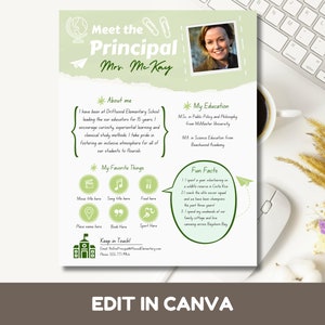 Meet the Principal Editable Template for Canva, Editable and Customizable Meet the Principal Template