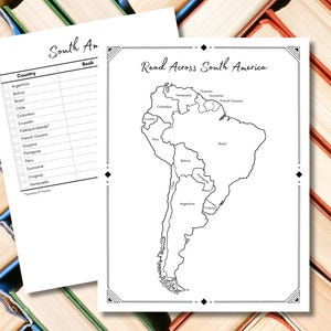 Desafio de leitura Read Across South America; leia um livro de cada país da América do Sul, download instantâneo, tamanhos Carta e A4