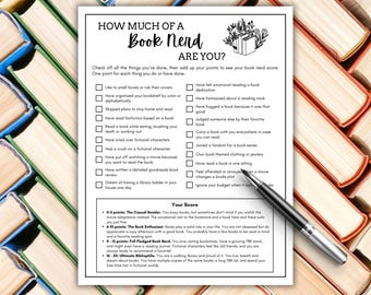 Juego para romper el hielo para amantes de los libros, juego para conocerse, ideal para clubes de lectura, bibliotecas y amantes de los libros, tamaño A4 y carta de EE. UU., descarga instantánea.