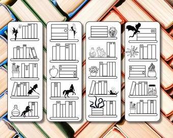 Segnalibro Bookshelf Reading Tracker: formato lettera USA e A4 (download immediato)