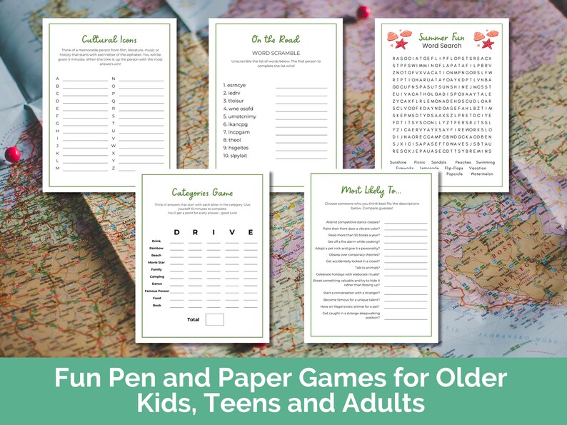 Road Trip Activities for Kids; Travel Games for Teens, Kids and Families; Road Trip Games Big ...