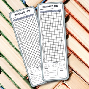 Bookmark Reading Tracker, Bookmark Yearly Reading Log, Letter and A4 sizes, Instant Download