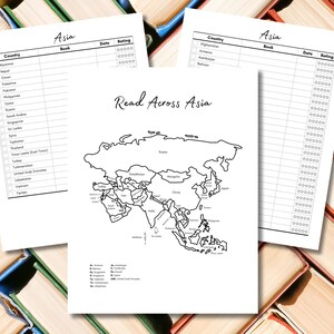 Desafío de lectura A5 Read Across Asia: lee un libro de cada país de Asia. Descarga instantánea.