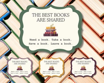Little Free Library Sign Instant Download, Community Library Sign, PDF, PNG