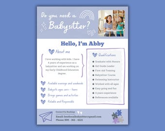 Babysitter-Service-Flyer: Bearbeitbare Canva-Vorlage