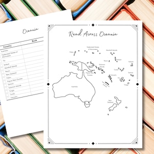 Desafío de lectura de Oceanía: lee libros de Australia, Nueva Zelanda y las islas de Oceanía. Descarga instantánea, tamaños carta y A4.