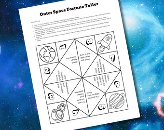 Outer Space Coloring Page Cootie Catcher Instant Download, Outer Space Fortune Teller