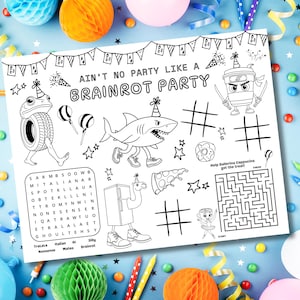Brainrot Activity Mat: Italian Brainrot Theme Coloring Page (Digital Download, US Letter and 11x17)