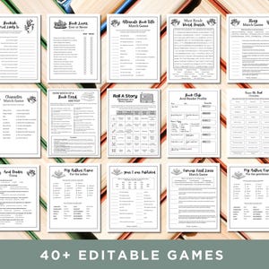 読書クラブゲームバンドル：印刷・編集可能なアクティビティ40選