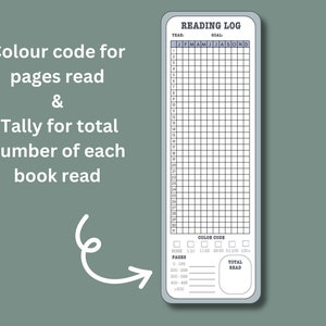 Bookmark Reading Tracker, Bookmark Yearly Reading Log, Instant Download zdjęcie 3