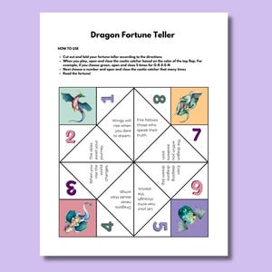 Jogo de Caçador de Cootie de Dragão / Adivinhador para crianças; lembrancinha de aniversário ou para o dia a dia, download instantâneo, tamanhos A4 e Carta dos EUA
