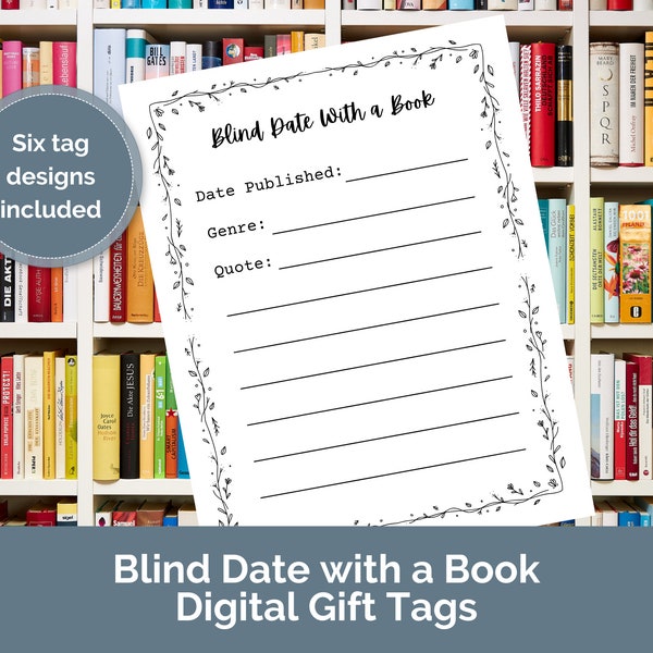 Blind Date with a Book Tags Printable PDF, Surprise Book Gift Tags, Mystery Book Gift Tags