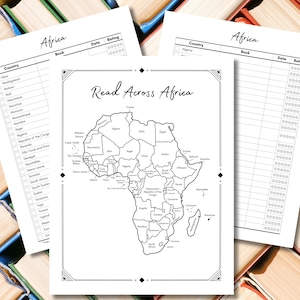 Desafio de leitura Read Across Africa; leia um livro de cada país da África, download instantâneo, tamanhos Carta e A4