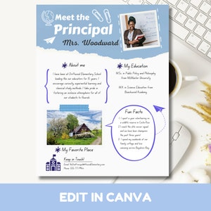 Meet the Principal Editable Template for Canva, Editable and Customizable Meet the Principal Template