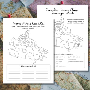 Roadtrip Canada - Kentekenspeurtochtspel en volg je roadtrip Afdrukbare directe download, pdf in US Letter-formaat