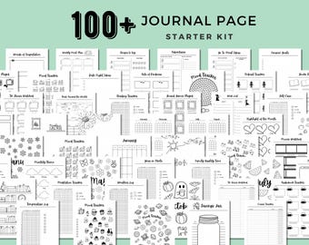 Kit di avvio con pagine di diario stampabili; oltre 100 pagine di registri e tracker giornalieri, annuali e mensili, PDF formato A5