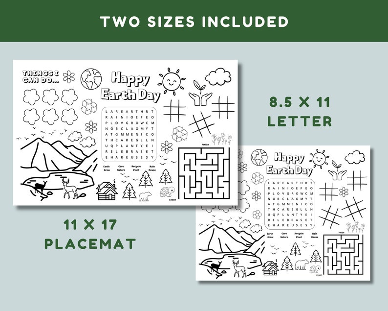 Earth Day Coloring Page Placemat Instant Download, Earth Day Activities ...