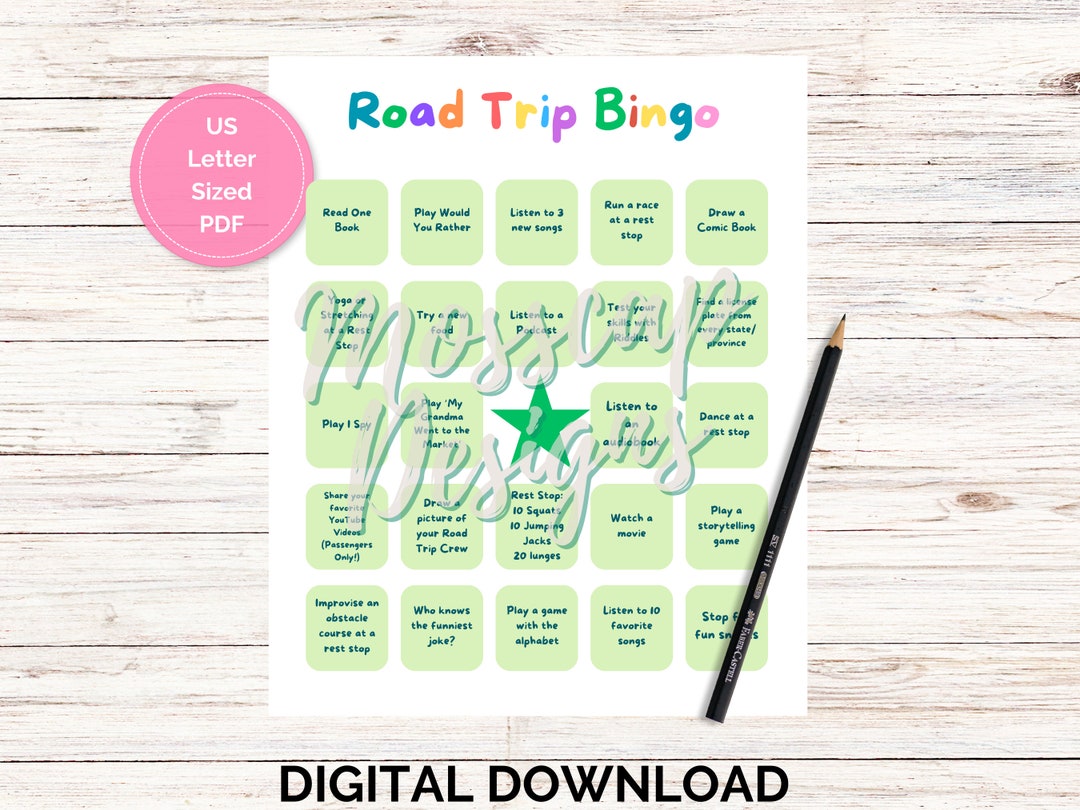 Road Trip Bingo Printable PDF Game for Kids and Families in - Etsy