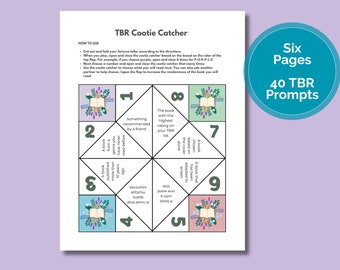 TBR Game Cootie Catcher, Reading Prompt Fortune Teller, To be read game, Bookish game
