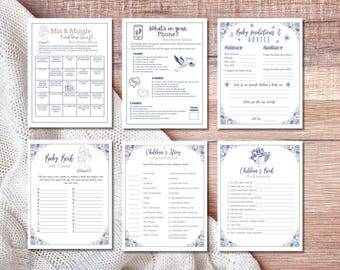 Giochi per baby shower per amanti dei libri: pacchetto da 10 attività (download digitale, formato US Letter, A4, 5x7)