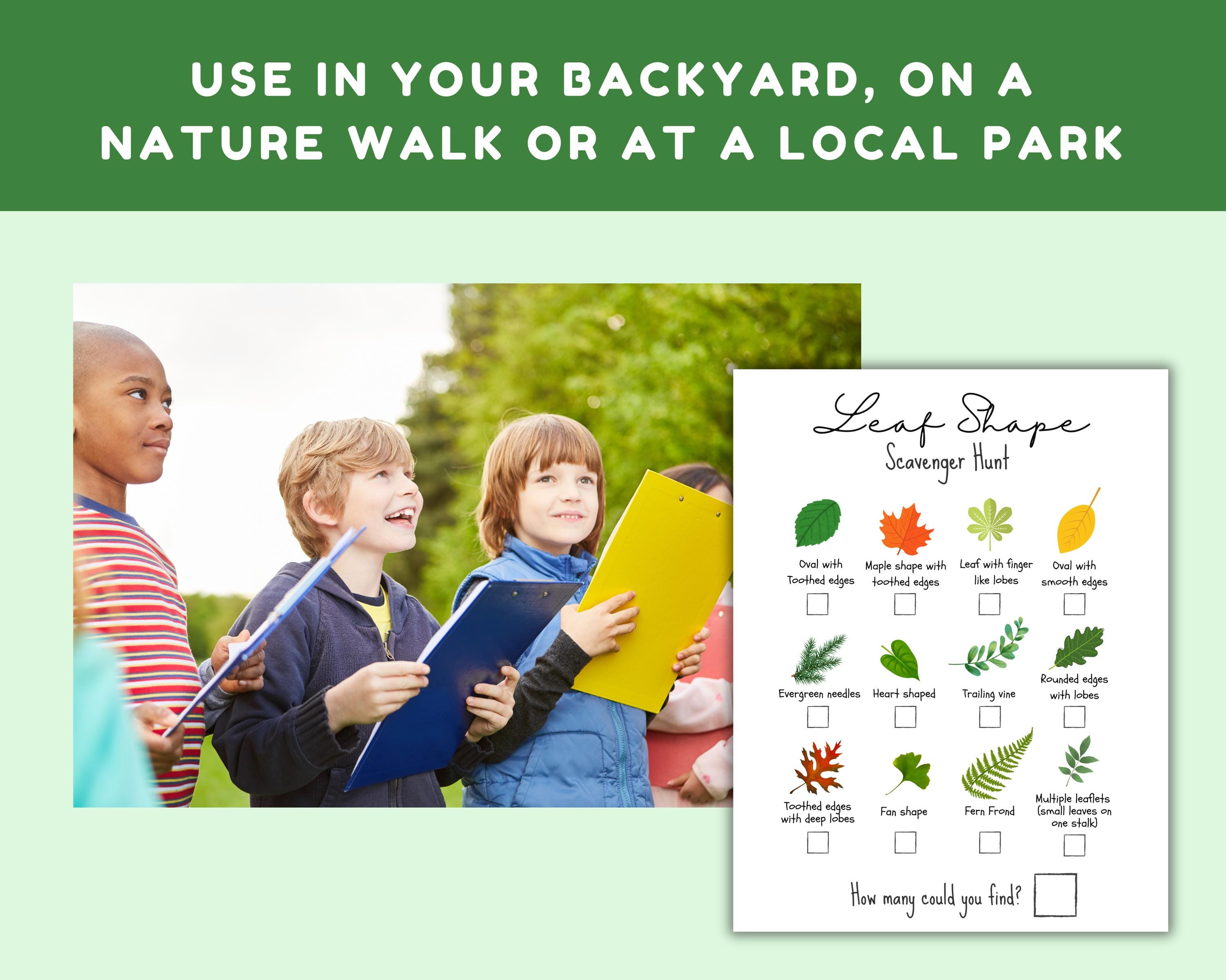 Leaf Shape Nature Scavenger Hunt: Outdoor Activity (digital Download ...