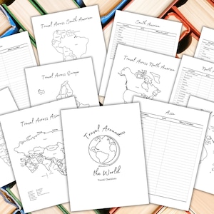 Travel Around the World Journal Tracker Bundle; Instant Download, US Letter, A4 and A5 Sizes