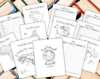 Pacchetto diario di viaggio intorno al mondo; download immediato, formati US Letter, A4 e A5