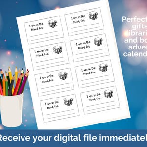 Instant download Blind Date with a Book printable labels. A printable sheet of six blank book-themed Blind Date with a Book Labels. The labels are perfect for Blind Date with a Book gifts, libraries, and book advent calendars. Receive your digital file immediately.