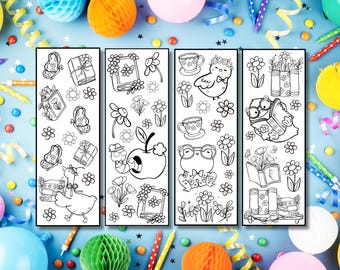 La primavera è arrivata: fantastici segnalibri da colorare con animali: formato PDF A4/US stampabile, download immediato