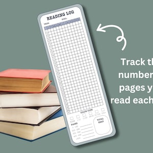 Bookmark Reading Tracker, Bookmark Yearly Reading Log, Instant Download zdjęcie 2