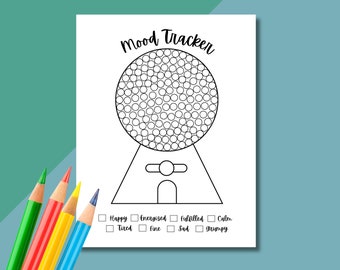 Gumball Machine Mood Tracker for Dot Journal, Mood Tracker, US Letter, A4, A5