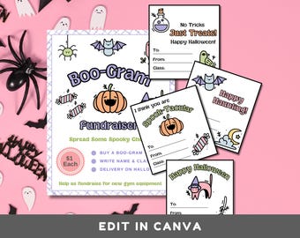 Editable Boo Gram / Candy Gram Fundraiser Template for Canva, Fundraising Kit with Flyer and Candy Gram Templates