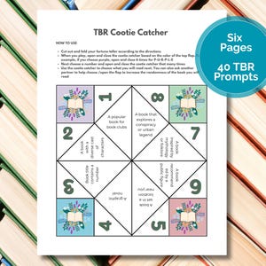 TBR Game Cootie Catcher, Reading Prompt Teller, Jeu à lire et Jeu livresque
