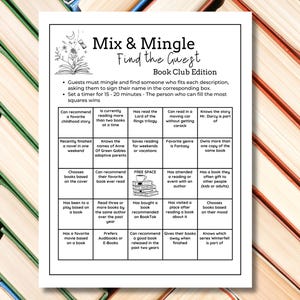 Book Club Icebreaker Bingo Game: Mix and Mingle (a4/us Letter - Etsy